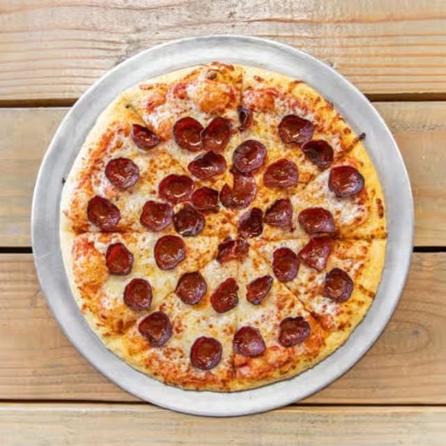 Halal Beef Pepperoni Pizza.